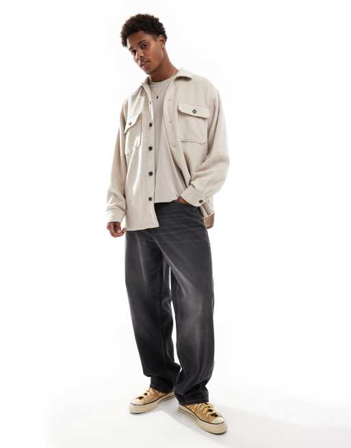Jack & Jones – Beige overshirt i kraftig, borstad twill, 4 av 4