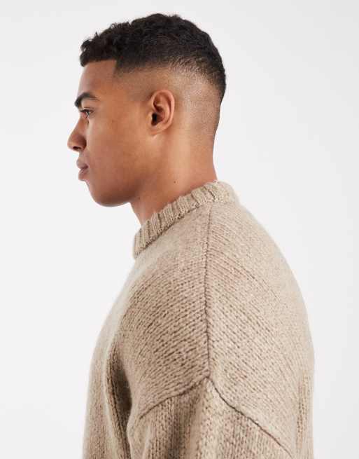 Jack & Jones – Beige, oversize tröja i fluffig garn med rund halsringning, 4 av 5