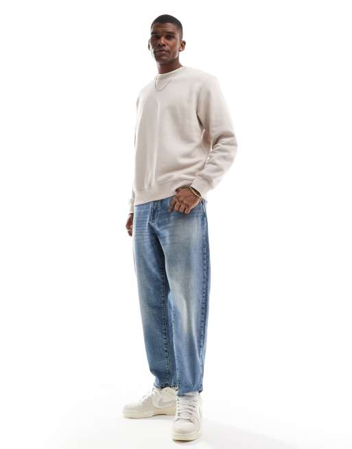 Jack & Jones - Beige oversized sweatshirt med rund hals og print af kirsebærblomster på ryggen , 4 af 4
