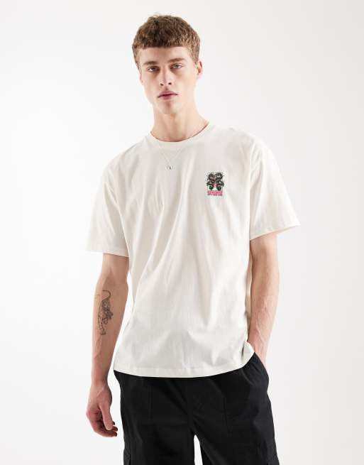 Jack & Jones - Beige oversized T-shirt med drageprint på ryggen, 3 af 5