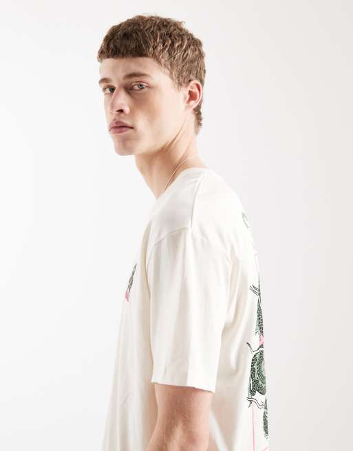 Jack & Jones - Beige oversized T-shirt med drageprint på ryggen, 4 af 5