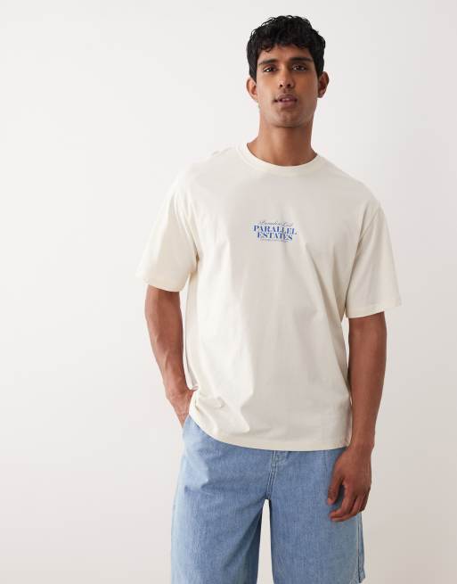 Jack & Jones - Beige oversized T-shirt med "paradise"-print, 4 af 5