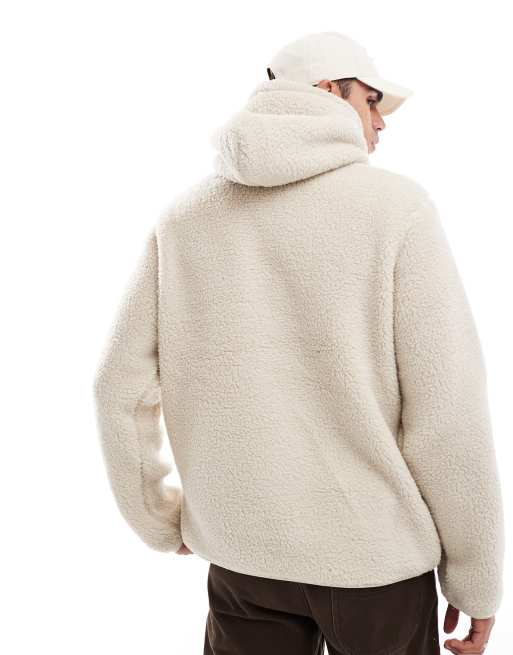 Jack & Jones - Beige oversized teddy-hættetrøje med broderet logo, 4 af 4