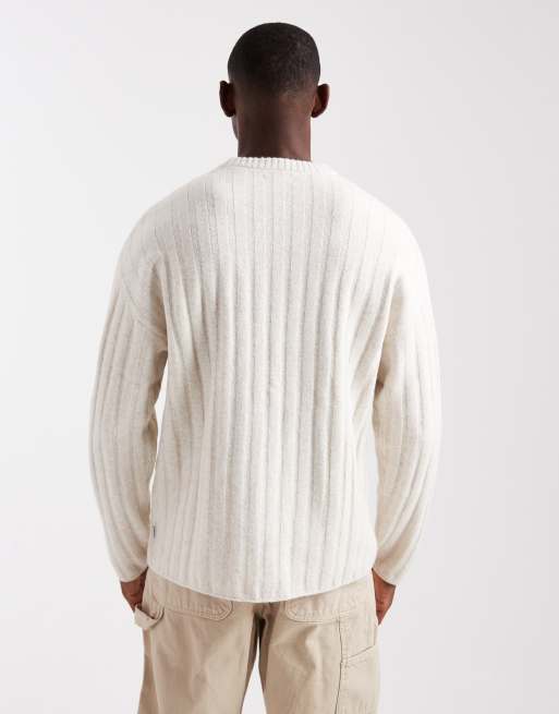 Jack & Jones - Beige oversized trøje i tyk ribstrik, 3 af 5