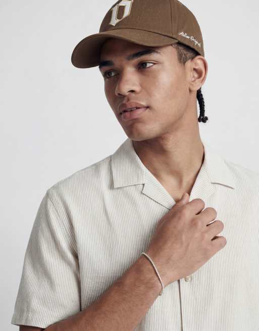 Jack & Jones – Beige, randig skjorta i linnemix med korta ärmar, 4 av 4