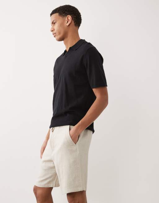 Jack & Jones - Beige shorts i hørblandingsmateriale med løstsiddende pasform og løbesnor, 3 af 5