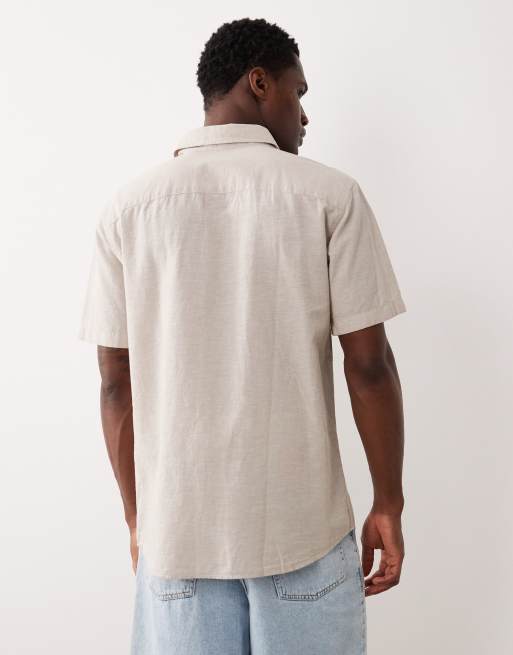 Jack & Jones – Beige skjorta i linnemix med korta ärmar, 5 av 5