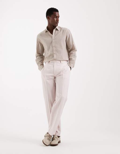 Jack & Jones – Beige skjorta i linnemix med långa ärmar, 2 av 5