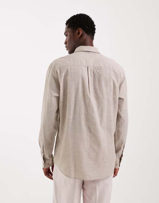 Jack & Jones – Beige skjorta i linnemix med långa ärmar, 3 av 5