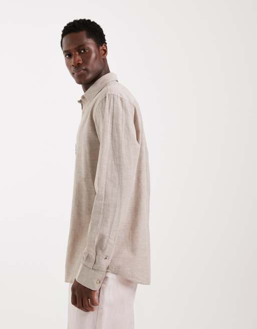Jack & Jones – Beige skjorta i linnemix med långa ärmar, 5 av 5