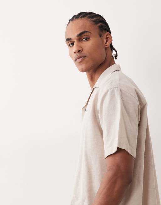 Jack & Jones – Beige skjorta i linnetyg med långa ärmar, 3 av 5