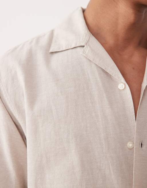 Jack & Jones – Beige skjorta i linnetyg med långa ärmar, 4 av 5