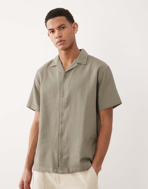 Jack & Jones - Beige skjorte med korte ærmer og vaffeltekstur - view 1