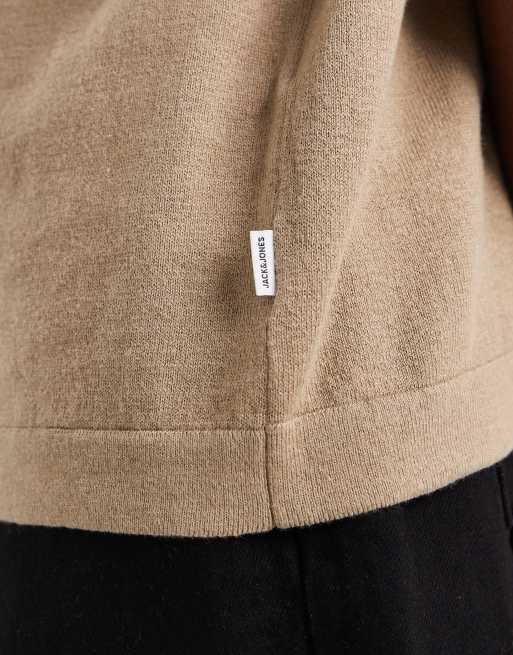 Jack & Jones - Beige strikket t-shirt med oversized pasform, 5 af 5