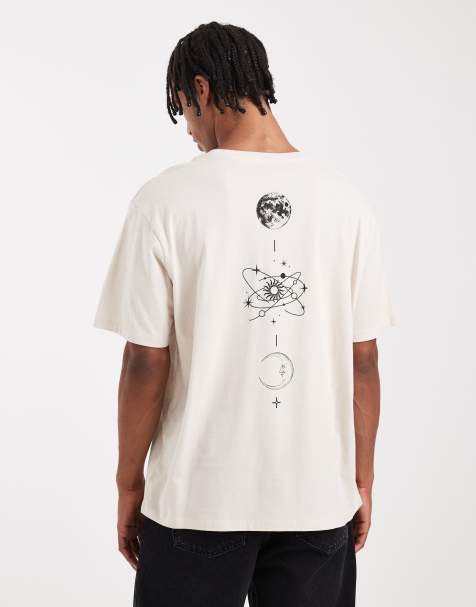 Jack & Jones - Beige T-shirt med kosmisk print på ryggen - view 1