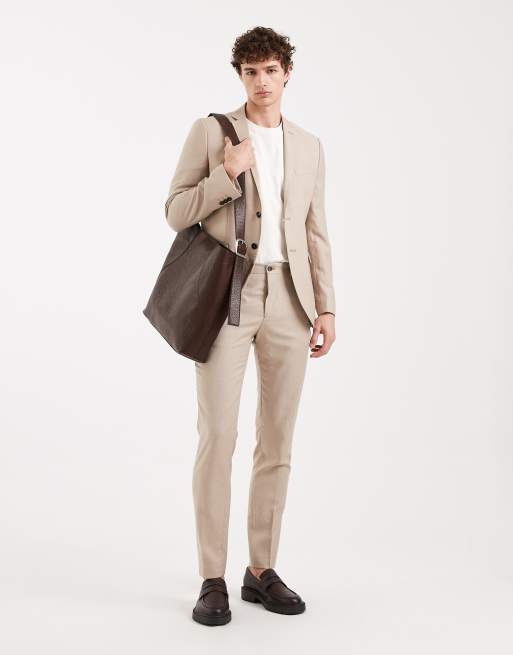 Jack & Jones – Beżowa bardzo dopasowana marynarka garniturowa, 2 z 5