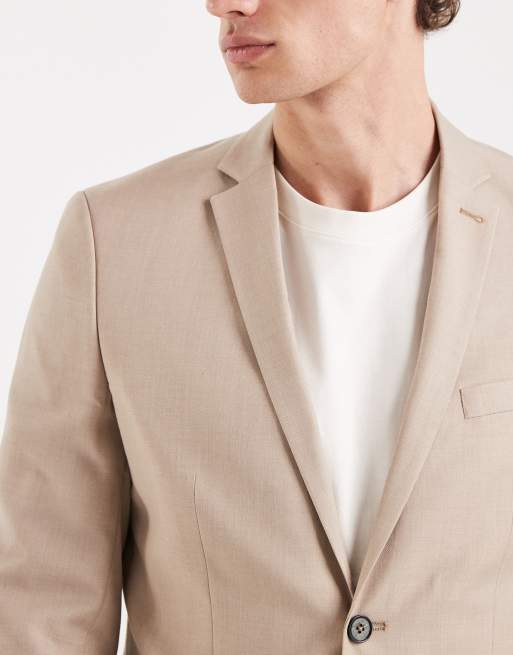 Jack & Jones – Beżowa bardzo dopasowana marynarka garniturowa, 5 z 5