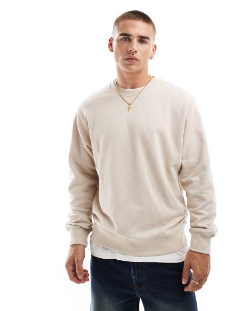 Jack & Jones – Beżowa bluza oversize z okrągłym dekoltem - view 1
