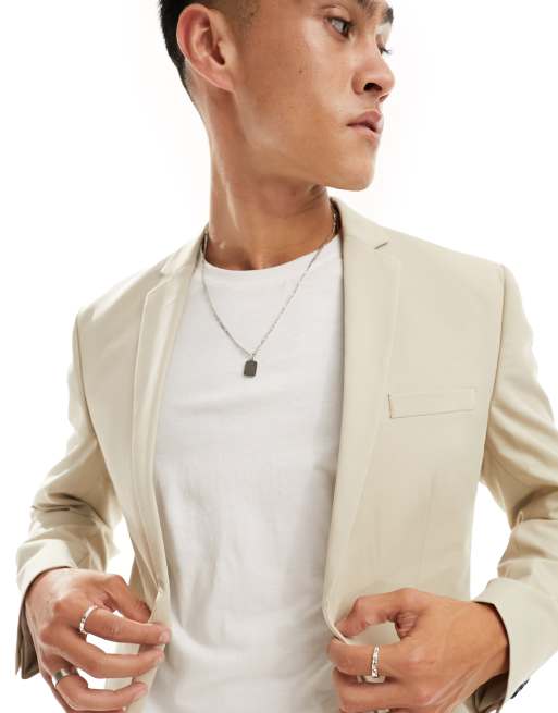 Jack & Jones – Beżowa dopasowana marynarka garniturowa, 5 z 5