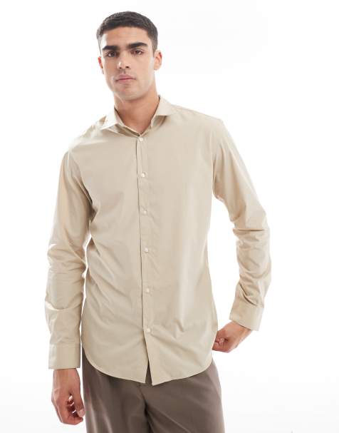 Jack & Jones slim fit smart shirt in beige