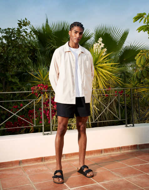 Jack & Jones linen blend overshirt in beige