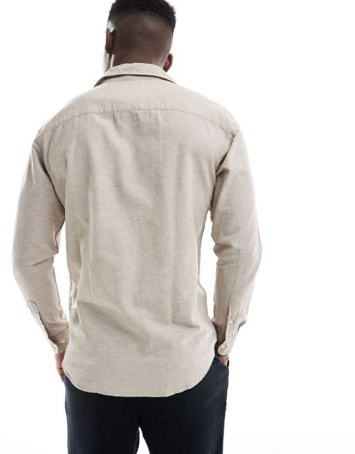 Jack & Jones – Beżowa koszula z mieszanki lnu, 4 z 4