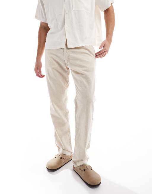 Jack & Jones – Beżowe luźne spodnie z domieszką lnu, 4 z 5