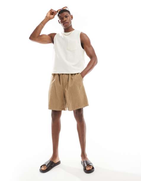 Jack & Jones loose fit cord short in beige