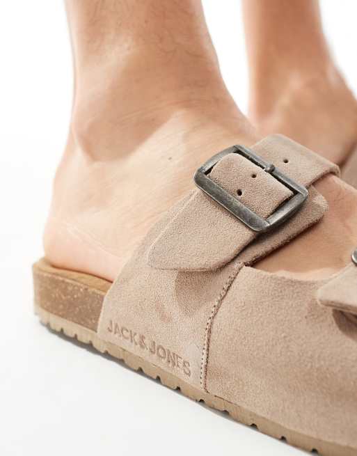 Jack & Jones – Beżowe zamszowe sandały z dwoma paskami, 4 z 4