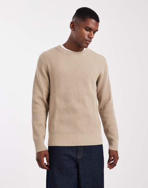 Jack & Jones ribbed jumper in beige