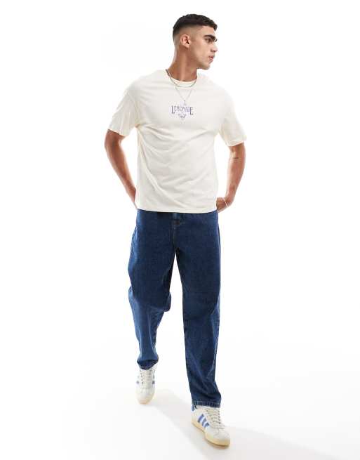 Jack & Jones – Beżowy T-shirt oversize z grafiką i napisem Lemonade, 4 z 4