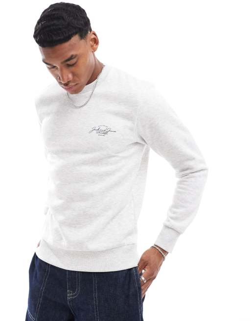 Jack & Jones – Biała bluza z okrągłym dekoltem z napisem z logo