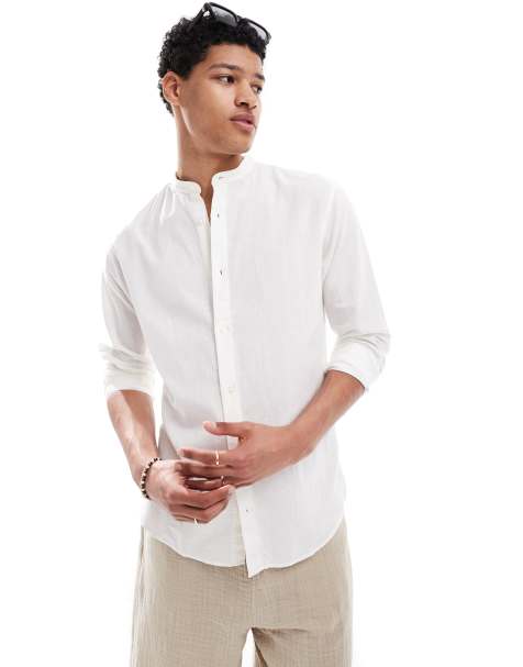 Jack & Jones – Biała koszula o dopasowanym kroju z domieszką lnu - view 1