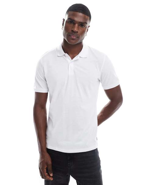 Jack & Jones pique polo in white