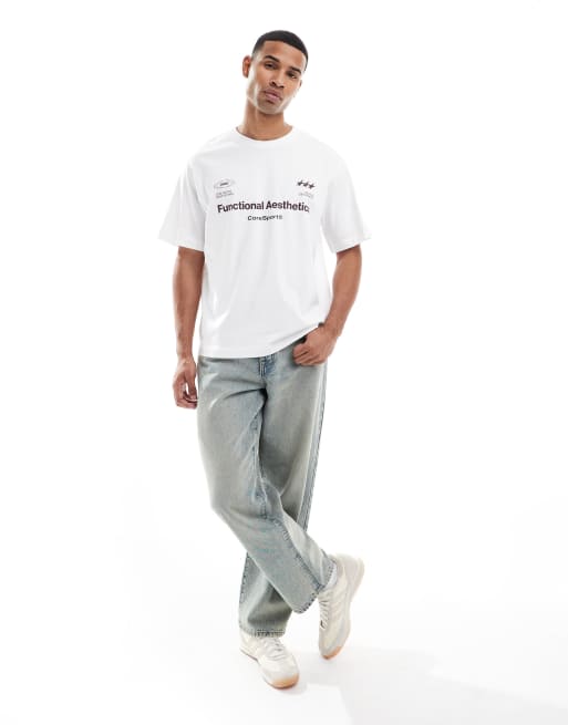 Jack & Jones – Biały T-shirt oversize z nadrukiem sportowym, 2 z 5