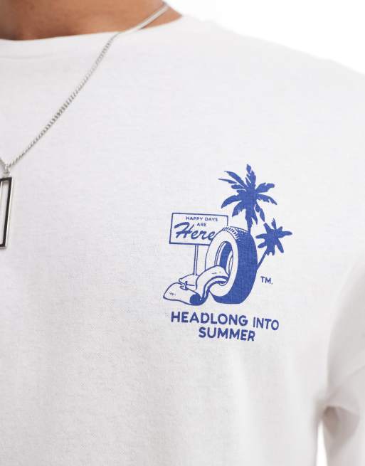Jack & Jones – Biały T-shirt oversize z nadrukiem „Summer” na plecach, 2 z 4