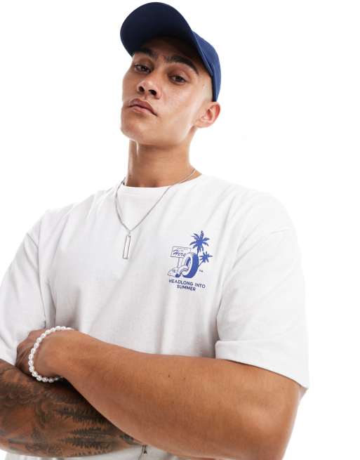 Jack & Jones – Biały T-shirt oversize z nadrukiem „Summer” na plecach, 4 z 4