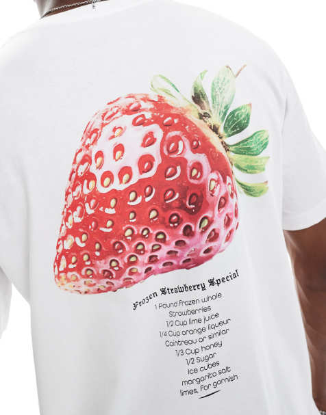 Jack & Jones – Biały T-shirt oversize z nadrukiem truskawki - view 1