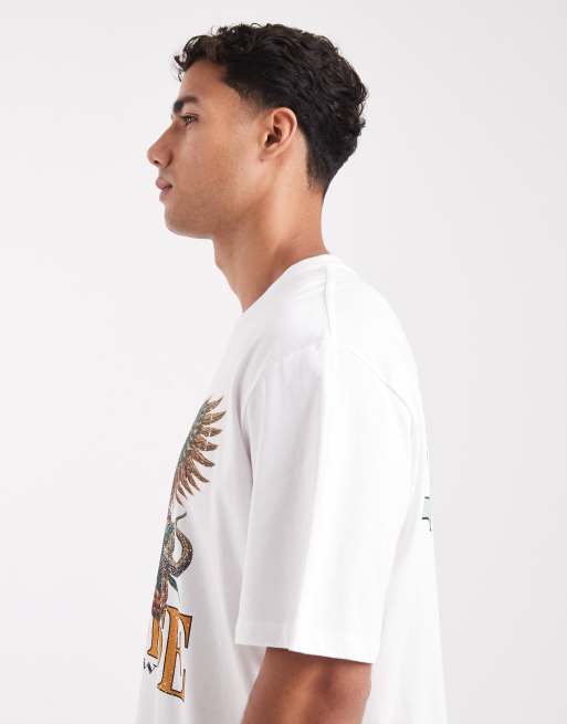 Jack & Jones – Biały T-shirt oversize z nadrukiem z czaszką, 4 z 5
