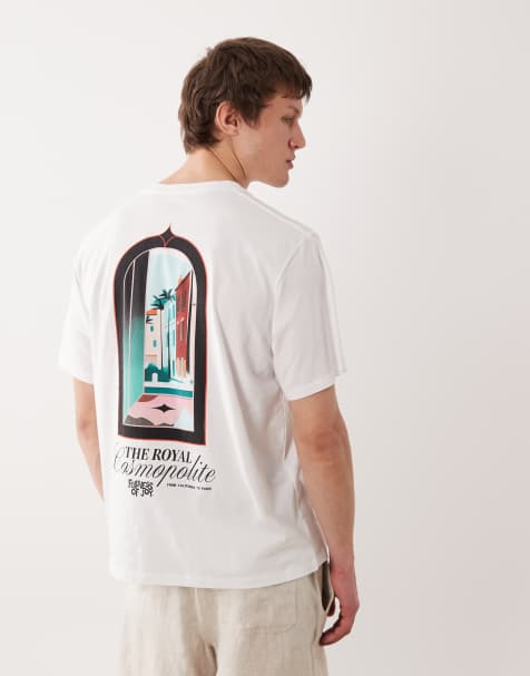 Jack & Jones – Biały T-shirt z nadrukiem okna z krajobrazem na plecach - view 1