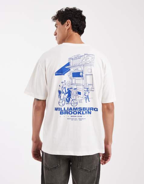 Jack & Jones – Biały T-shirt z nadrukiem „Williamsburg” na plecach - view 1