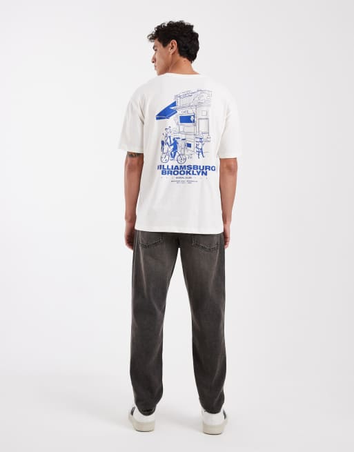 Jack & Jones – Biały T-shirt z nadrukiem „Williamsburg” na plecach, 2 z 5
