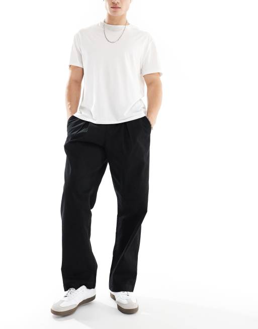 Jack & Jones - Bill - Chino's met trekkoord en wijde pasvorm in zwart