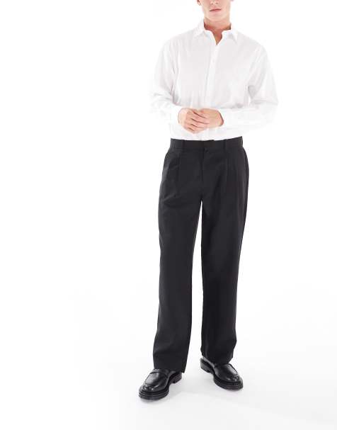 Jack & Jones – Bill – Czarne eleganckie spodnie o szerokim kroju z zakładkami - view 1