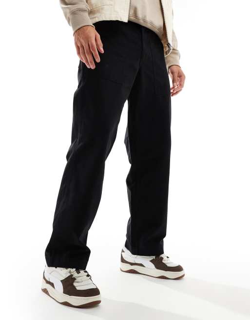 Jack & Jones – Bill – Czarne szerokie spodnie typu carpenter
