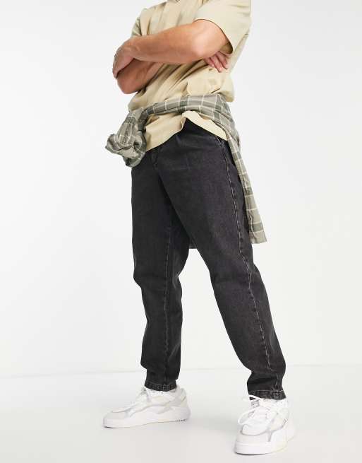 Jack & Jones – Bill – Dopasowane jeansy z balonowymi nogawkami w spranym czarnym kolorze
