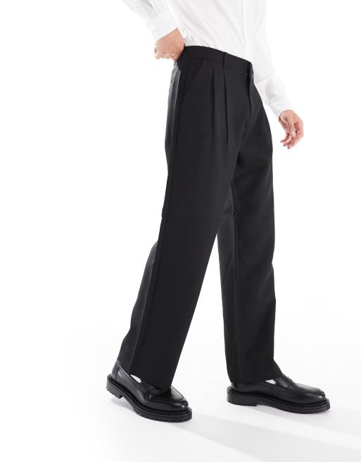 Jack & Jones - Bill - Sorte og elegante bukser med plisseringer fortil og vide ben , 3 af 5
