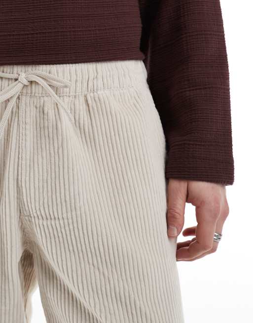 Jack & Jones bill wide fit corduroy pull on pants in beige