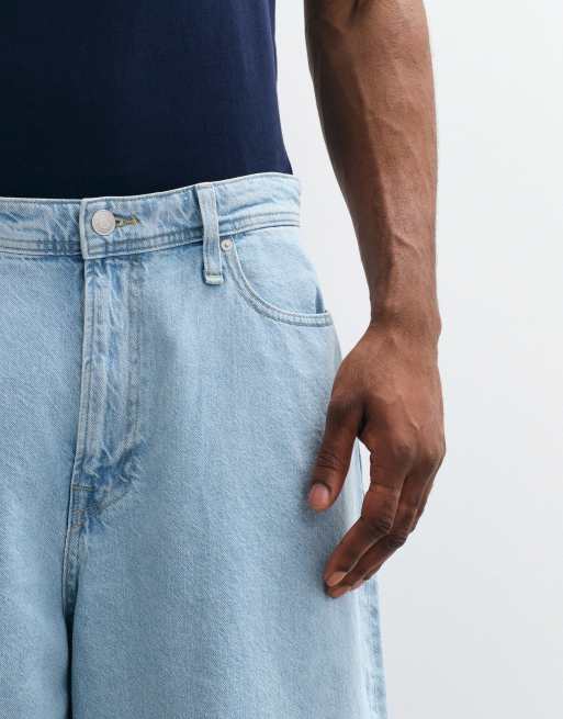 Jack & Jones Billy longer length denim jorts in light blue, 4 of 5