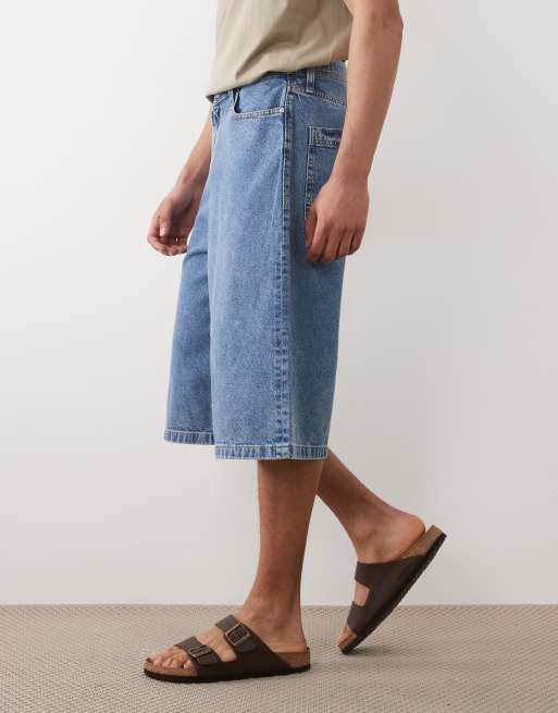 Jack & Jones Billy longer length denim jorts in mid blue, 2 of 5
